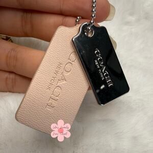 1.5" COACH Cream Silver Hang Tag Key Fob Bag Charm Set